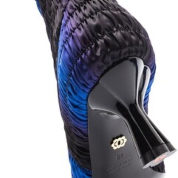 Marthe 60mm Shirred Ankle Boots in Black and Blue - Picture 2 of 3